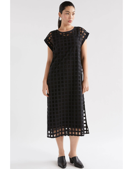 Grid Burnout Midi Dress