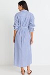 Forward Blue Stripe Cotton Midi Shirt Dress