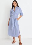 Forward Blue Stripe Cotton Midi Shirt Dress