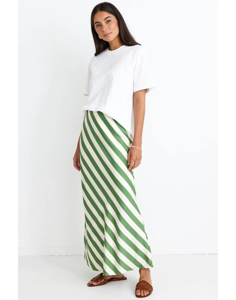 Breathe Apple Stripe Bias Maxi Skirt