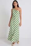 Fame Apple Stripe One Shoulder Bias Slip Dress