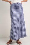 Summit Navy Gingham Tie Waist Bias Maxi Skirt