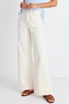 Zoey Ecru High Rise Wide Leg Pocket Jean