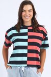 Shelter Splice Tee (Watermelon Crush/Tonic Blue Stripe)