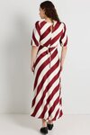 Amora Plum Stripe SS Bias Midi Dress