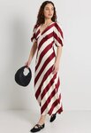 Amora Plum Stripe SS Bias Midi Dress