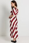 Amora Plum Stripe SS Bias Midi Dress