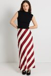 Fiery Plum Stripe Satin Bias Maxi Skirt 