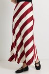 Fiery Plum Stripe Satin Bias Maxi Skirt 