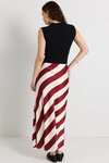 Fiery Plum Stripe Satin Bias Maxi Skirt 