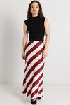 Fiery Plum Stripe Satin Bias Maxi Skirt 