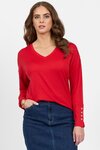 Merino V Neck Top with Button Cuff Detail