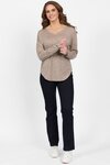 Merino V Neck Top with Button Cuff Detail