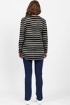 Merino Long Sleeve Top with Back Button Placket (Forest/Twig Stripe)