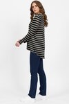 Merino Long Sleeve Top with Back Button Placket (Forest/Twig Stripe)