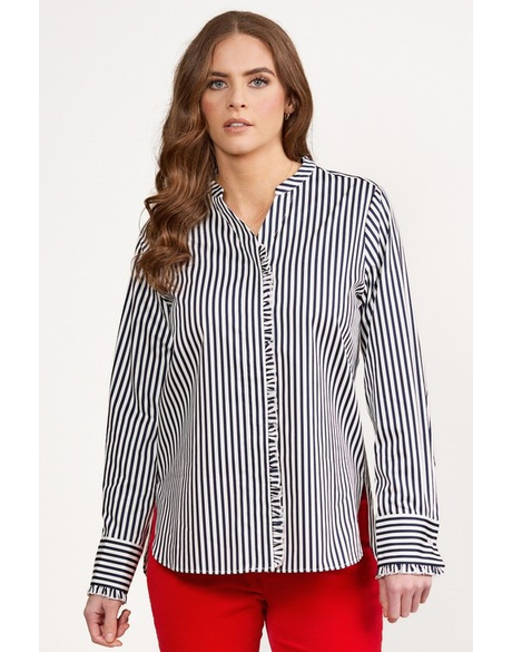 Ruffle Trim V Neck Shirt 