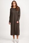 Long Sleeve Knit Dress with Tie Back and Contrast Stitch Detail