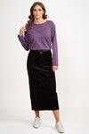 Mid Length Cord Skirt with Front Panel Seams 