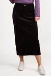 Mid Length Cord Skirt with Front Panel Seams 