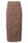 Mid Length Cord Skirt with Front Panel Seams 