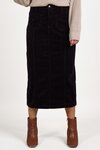 Mid Length Cord Skirt with Front Panel Seams 