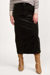 Mid Length Cord Skirt with Front Panel Seams 