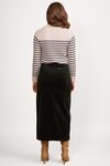 Mid Length Cord Skirt with Front Panel Seams 