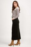 Mid Length Cord Skirt with Front Panel Seams 