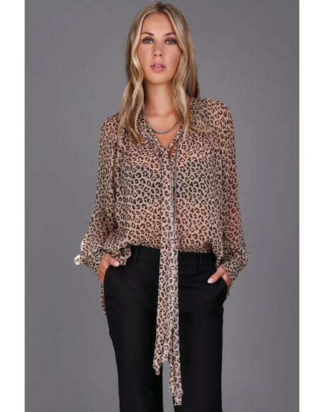 Leopard Neck Tie Top