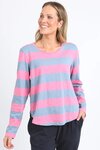 Spritz Stripe L/S Tee (Geranium Pink/Steel Blue Stripe)