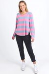 Spritz Stripe L/S Tee (Geranium Pink/Steel Blue Stripe)