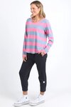 Spritz Stripe L/S Tee (Geranium Pink/Steel Blue Stripe)