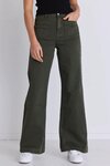 Zoey Dark Khaki High Rise Wide Leg Pocket Jean