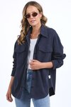 Poppy Fleece Shacket (Navy)