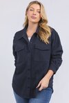 Poppy Fleece Shacket (Navy)